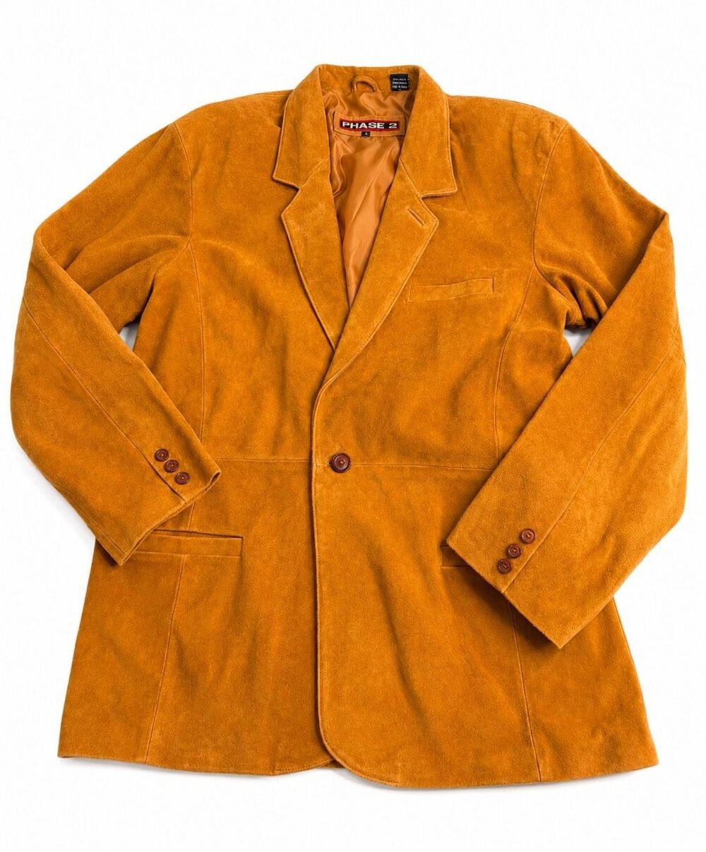 NOS Phase 2 Men’s Vintage Suede Leather Blazer Jacket Size XL New